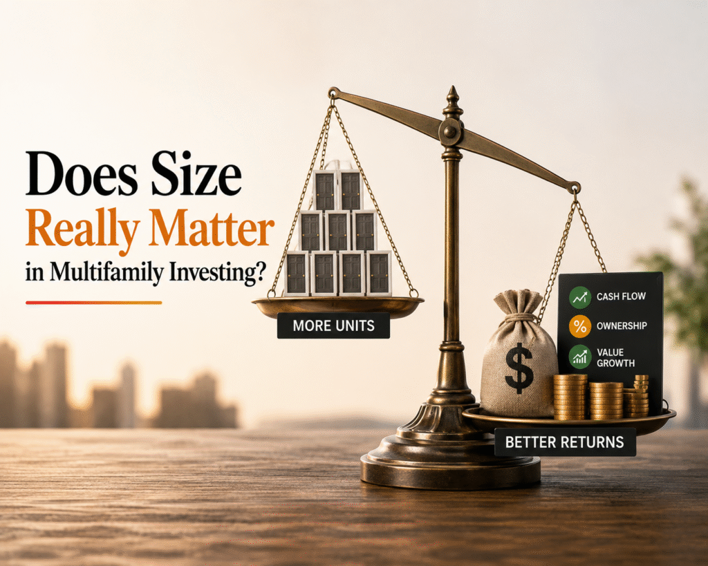Balance scale comparing more multifamily units with better investment returns
