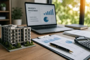 small multifamily owner reviewing key financial numbers at home